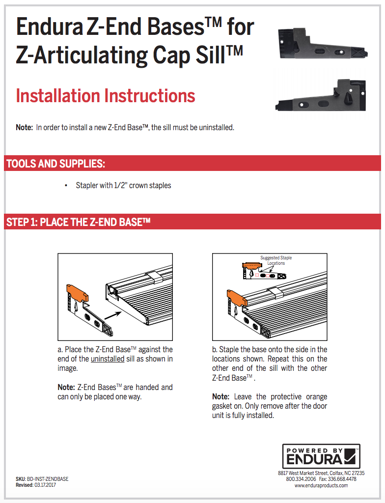 How Do I Install the Endura ZArticulating Cap Sill™ ZEnd Bases™